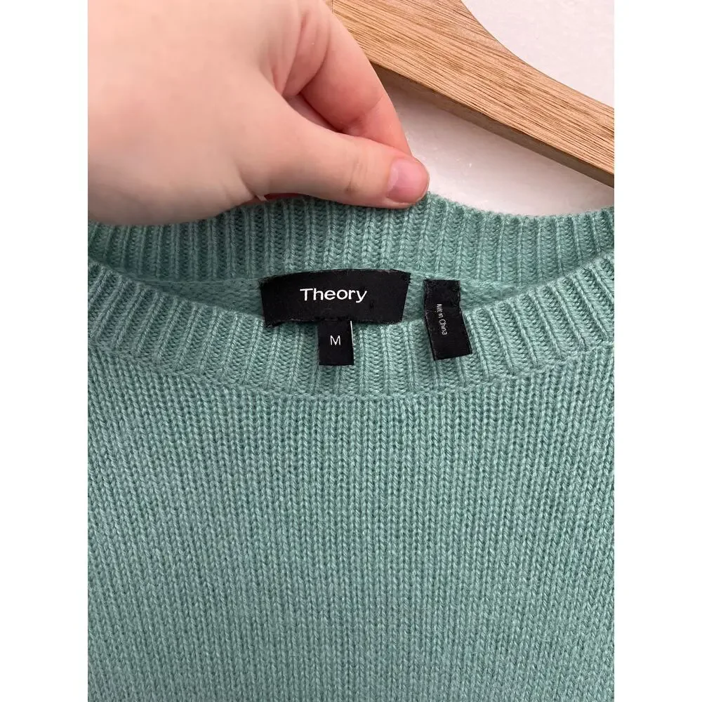 Theory Karenia 100% Cashmere Oversized Step Hem Soft Cozy Crew Neck Sweater Med